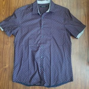 Mens Short Sleeve Pattern Button Down Collar Shirt